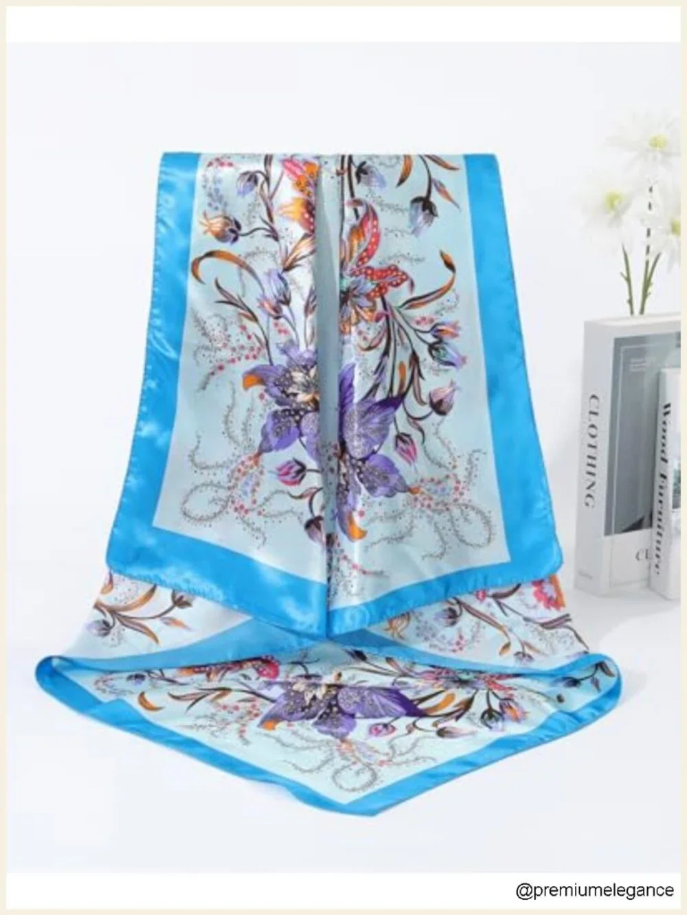 4Pcs 35in Satin Hair Scarf for Women Floral Wild Rag Silk Feeling Head Wrap